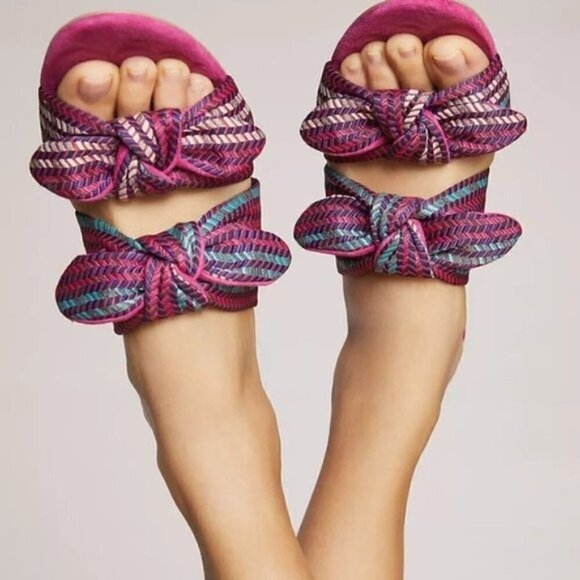 Charles David Corona Bow Heels Multi Color Pink Suede 7M - Picture 2 of 10